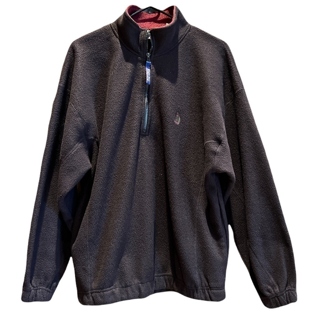 𝅺Vintage Bugle Boy Half zip fleece black SZ L pull over shirt/jacket
